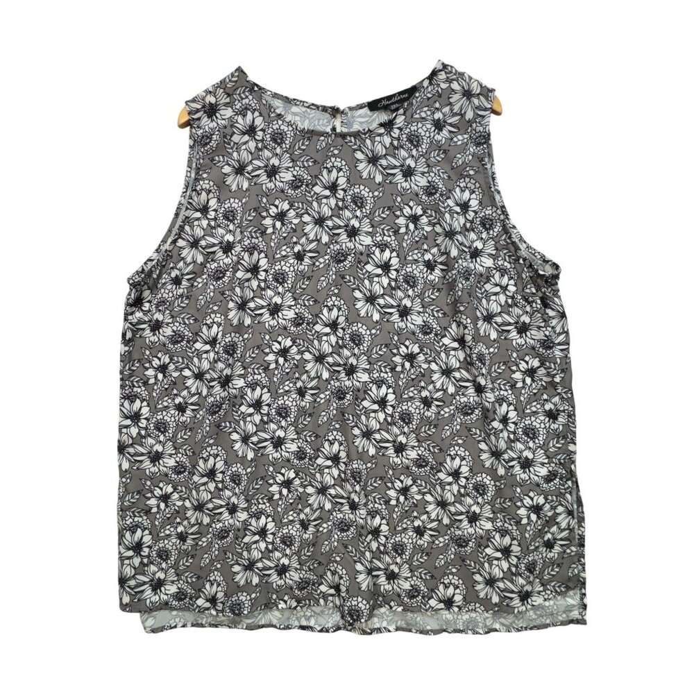 Hawthorne Womens Sleeveless Blouse Top Size 2XL Gray White Floral Casual Summer